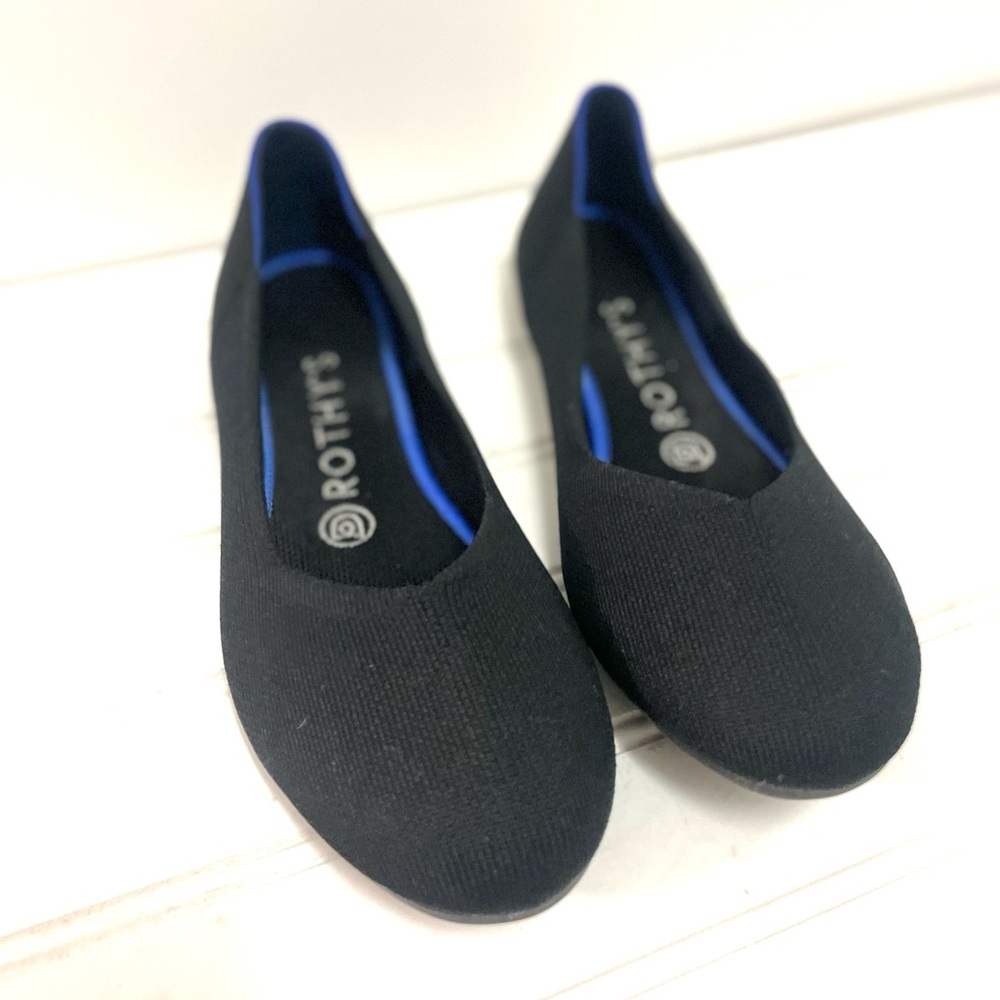 Rothy's The Flat Ballet Flats Loafers Shoes Women's Size 7.5 Black Fabric